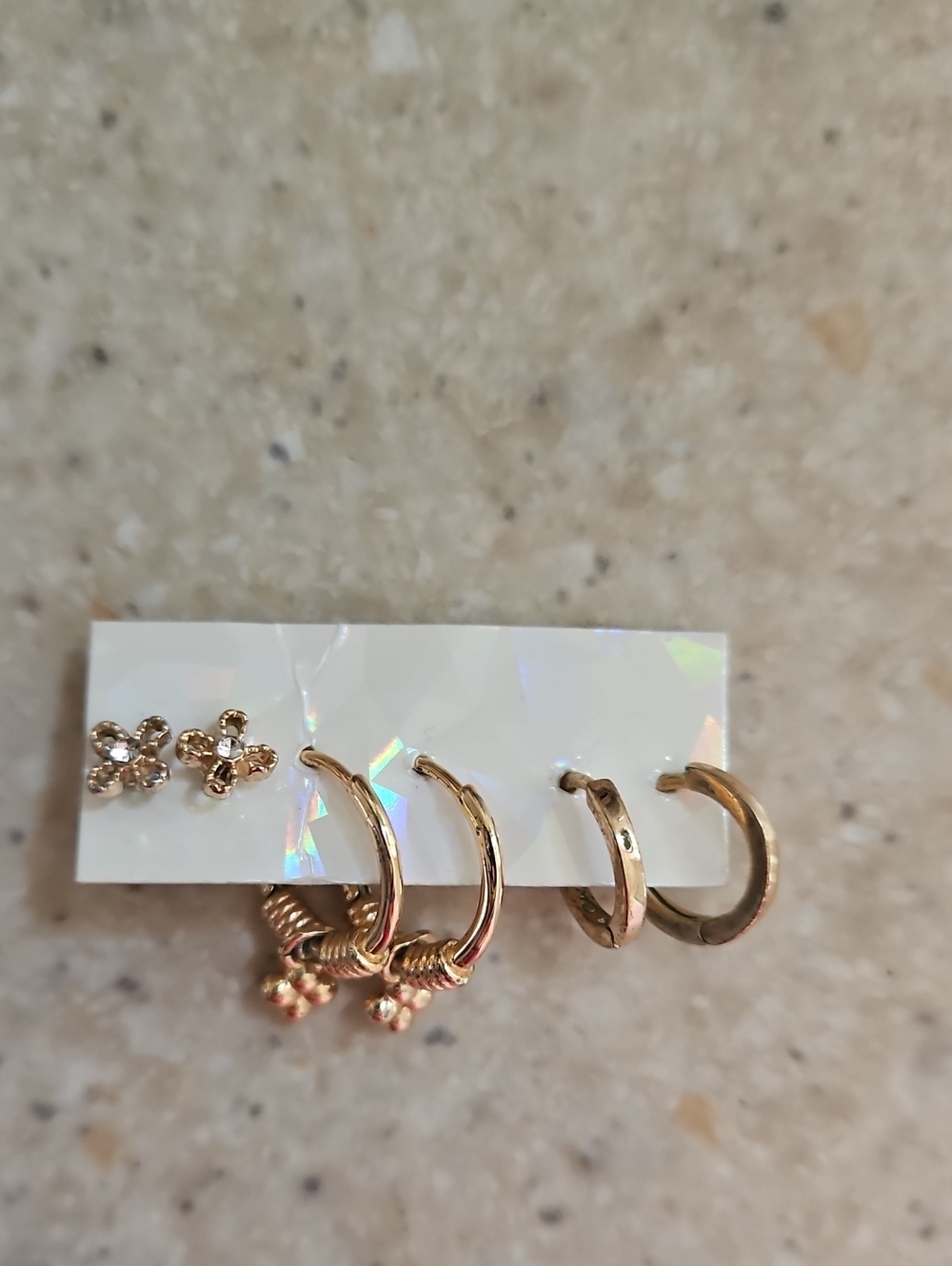 Gold-Tone Earring Set - Floral and Hoop Styles